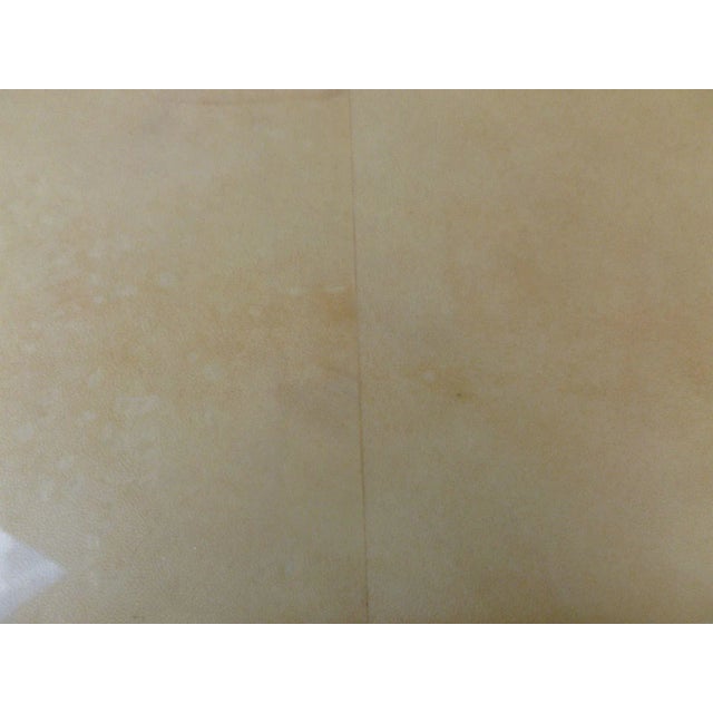 Cream 1970's Karl Springer Style Goatskin and Brass Console Table For Sale - Image 8 of 10