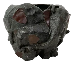 Late 19th Century Japanese Bronze Elephants Vase