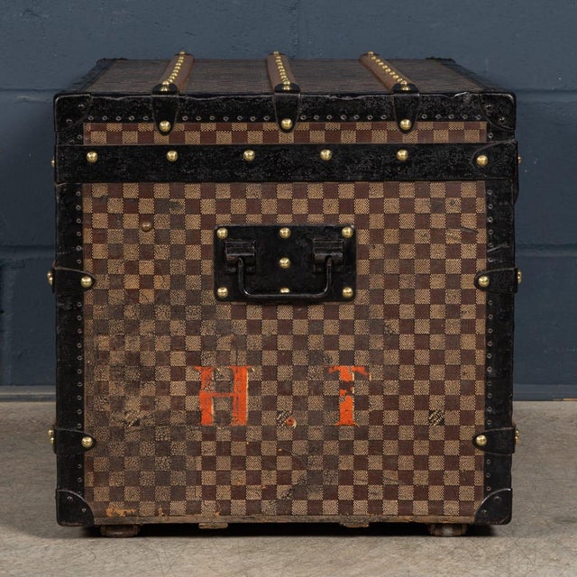 Metal Antique Trunk in Damier Canvas from Louis Vuitton, France, 1900 For Sale - Image 7 of 18