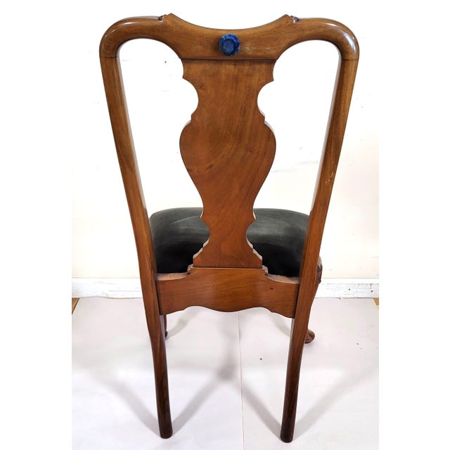 Pair 19th C English Queen Anne Mahogany Splat Back Slip Seat Side Chairs For Sale In New York - Image 6 of 15