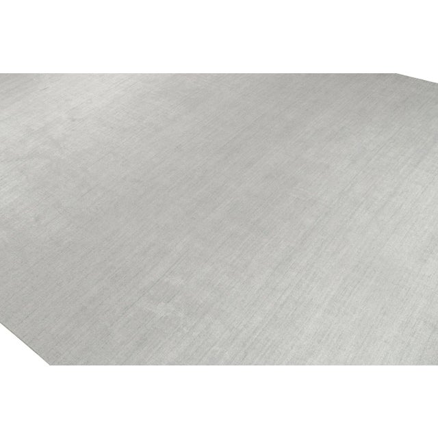 Contemporary 2010s Rug & Kilim’s Plain Modern Rug in Solid Silver-Gray Tone-On-Tone For Sale - Image 3 of 9