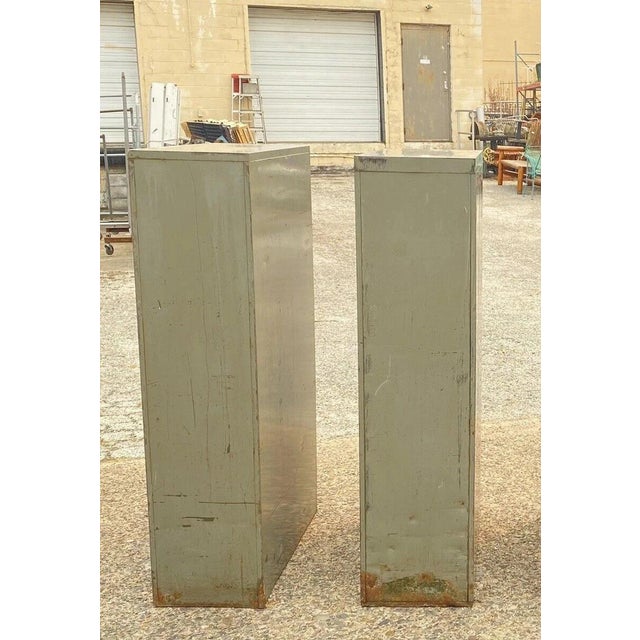 Vintage Columbia Steel Equip Gray Metal 10 Drawer Industrial File Cabinet (B) For Sale - Image 10 of 13