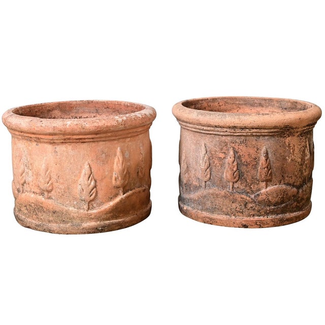 English Pair of 19th Century Terracotta Decorated Planters For Sale - Image 9 of 9