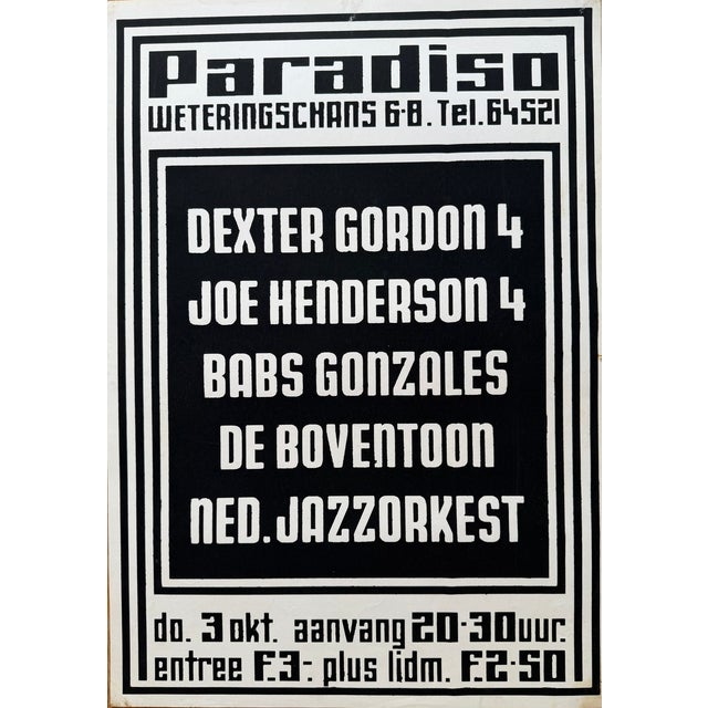 1970s Martin Kaye, Paradiso Jazz Concert Poster, Screenprint, 1970s For Sale - Image 5 of 8