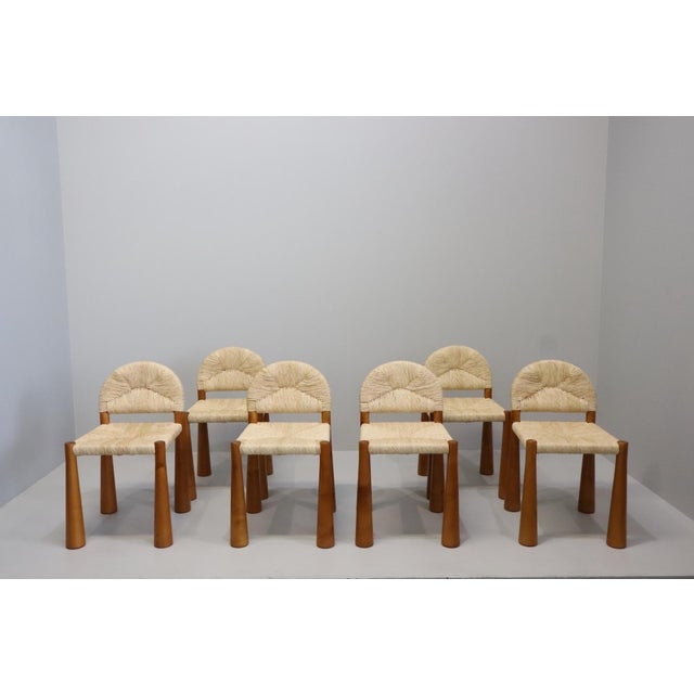 Mid-Century Modern Toscanolla Chairs by Alessandro Becchi for Giovannetti, 1970, Set of 6 For Sale - Image 3 of 17