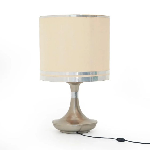 Mid-Century Modern Metal Table Lamp with Fabric Shade, 1970s For Sale - Image 3 of 13