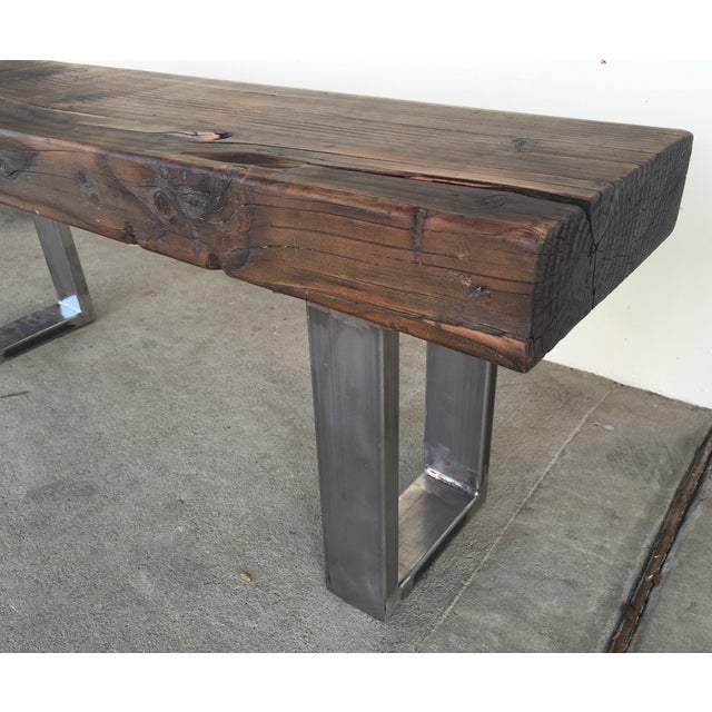 Rustic Modern Reclaimed Wood Bench | Chairish