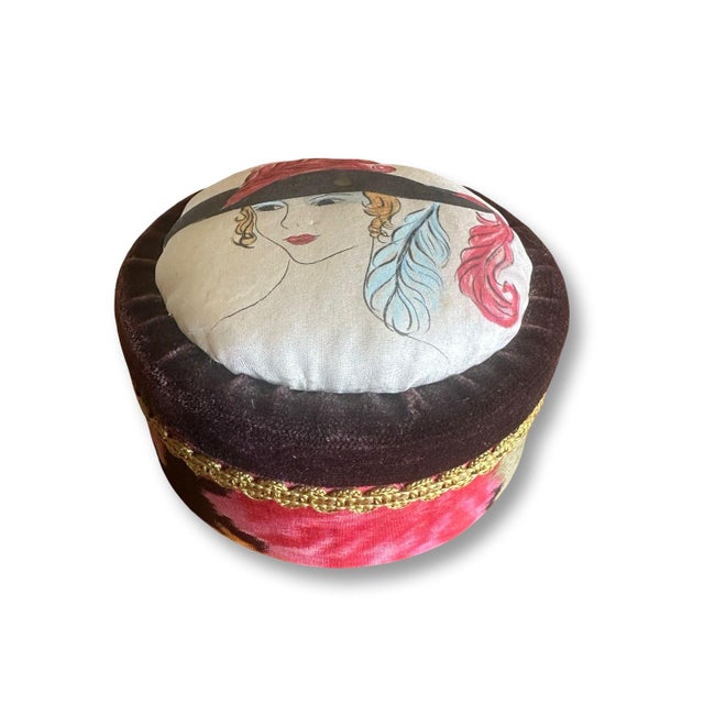 A wonderfully charming handmade French trinket or jewelry box discovered in Provence, lined in silky ivory fabric with a...