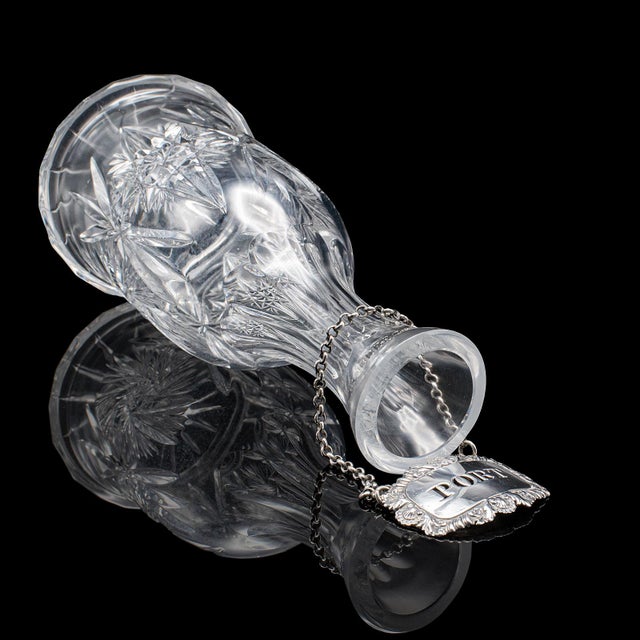 Vintage Port Decanter, English, Glass, Silver Label, Spirit Bottle, Mid Century For Sale - Image 10 of 12