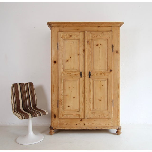 Provincial two-door softwood wardrobe from the 19th century. Ready for use, naturally waxed. Tall rectangular softwood...