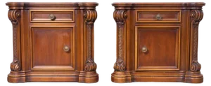 Carved Walnut Bedside Tables, Roncoroni, Italy, Set of 2