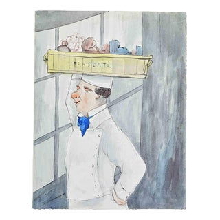 Georges Goursat, Frascati Parisian Café, 1915, Watercolor and Ink For Sale