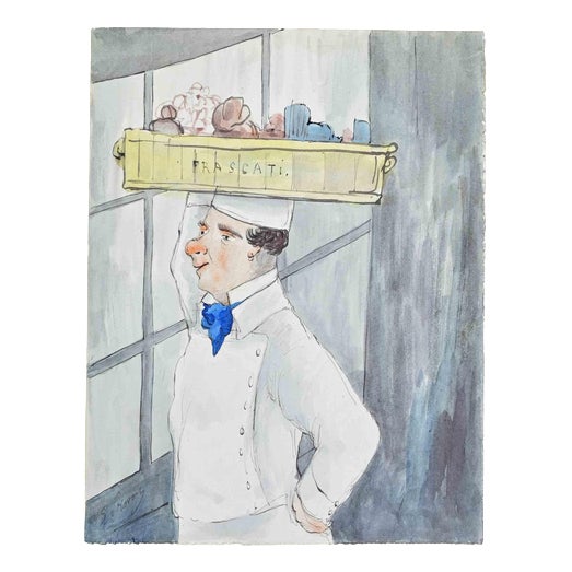 Georges Goursat, Frascati Parisian Café, 1915, Watercolor and Ink For Sale