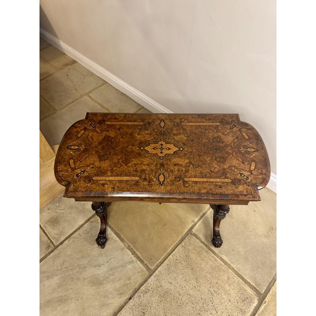 Antique Victorian Burr Walnut Card Table, 1860 For Sale - Image 4 of 13
