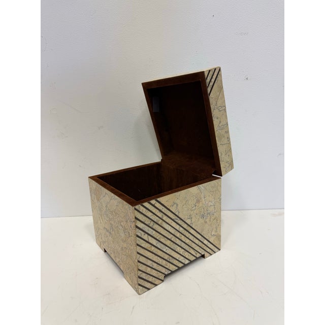 Beige 1980s Large Tessellated Stone Maitland Smith Decorative Box For Sale - Image 8 of 9