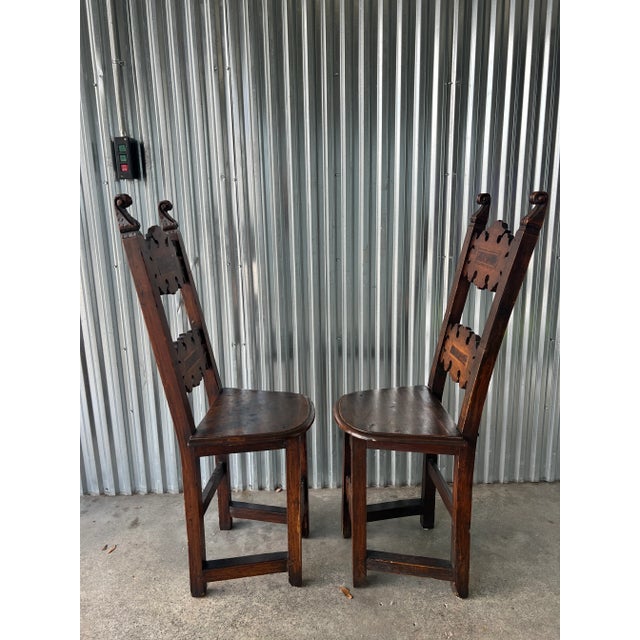 19th C Italian Inlaid Ladder Back Side Chairs - Set of 2 For Sale - Image 4 of 9
