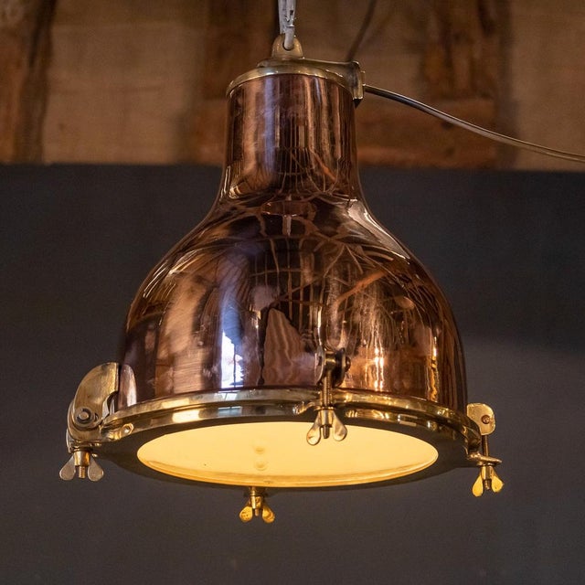 1960s Vintage Danish Polished Brass Cargo Ship Light, 1960 For Sale - Image 5 of 10
