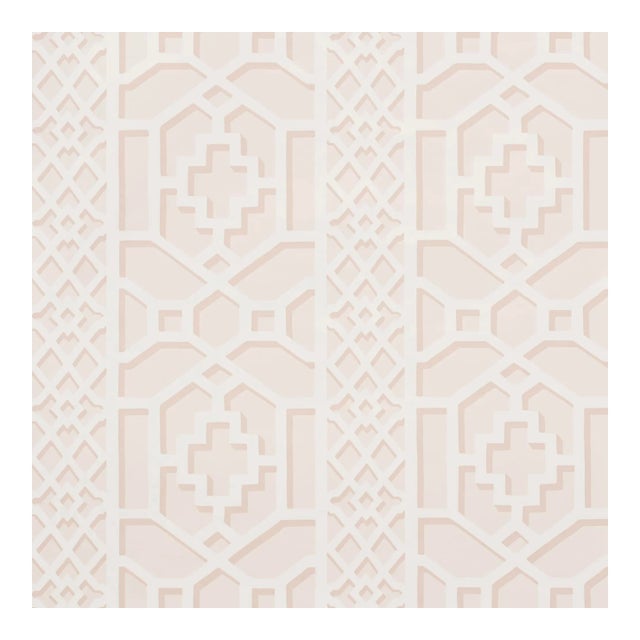 Sample - Schumacher Zanzibar Trellis Wallpaper in Blush For Sale