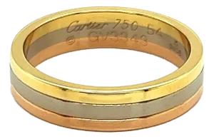 Cartier Vendome Louis Cartier 18k Tri-Color Gold 4.8mm Band Ring W/Cert-Size 6.75
