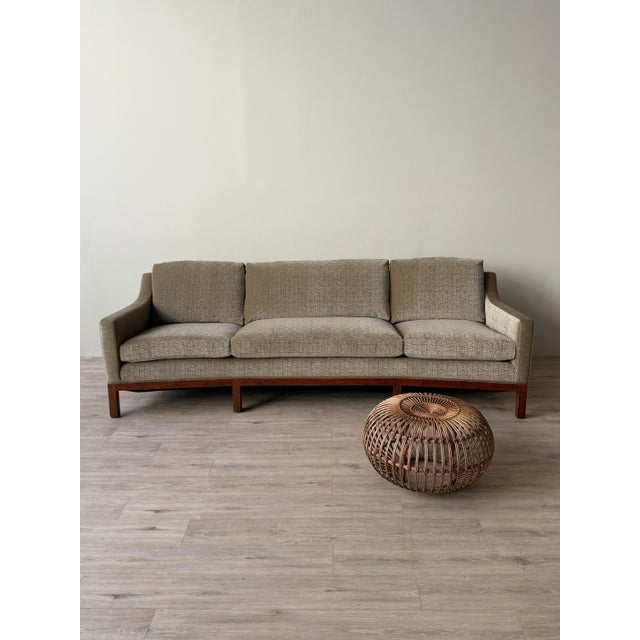 Mid-Century Curved Sofa in Sage Green Graphic Cut Mohair For Sale - Image 12 of 12