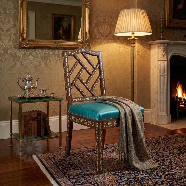 Contemporary 1990s Vintage Mother of Pearl Inlaid Chair For Sale - Image 3 of 7