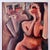 An intriguing Belgian oil on canvas featuring two partly-abstracted figures with some resemblances to Francis Bacon and...