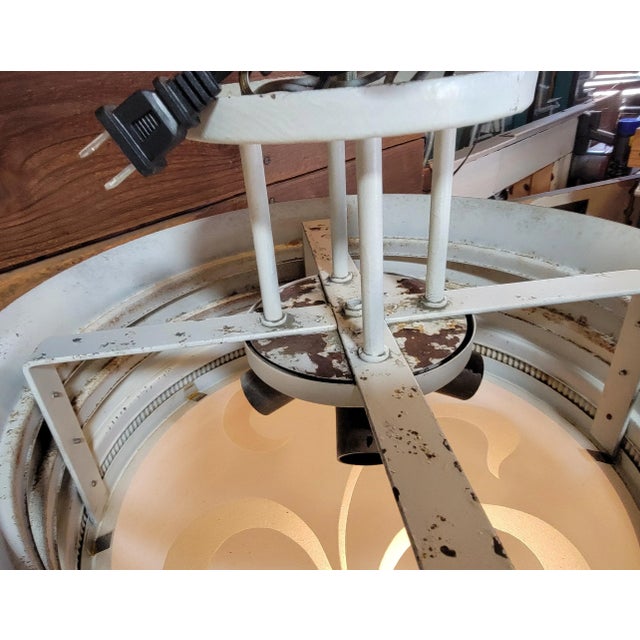 Art Deco Theater Flush Mount Light Fixture With Flashed Glass Shade For Sale - Image 4 of 9