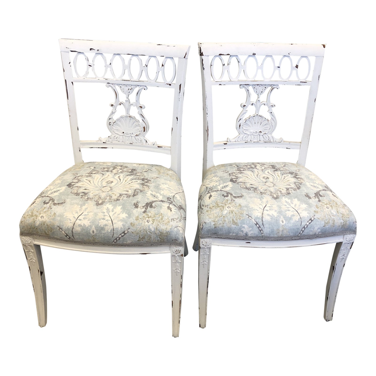 Antique White Dining Chairs a Pair Chairish