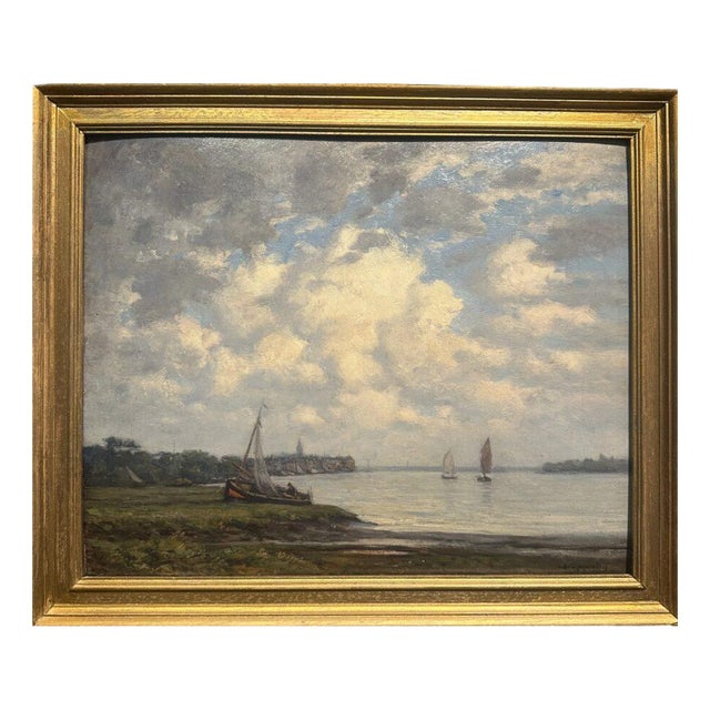 Victor Brugairolles, Breton Nautical Scene, Oil on Cardboard For Sale