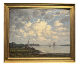Victor Brugairolles, Breton Nautical Scene, Oil on Cardboard