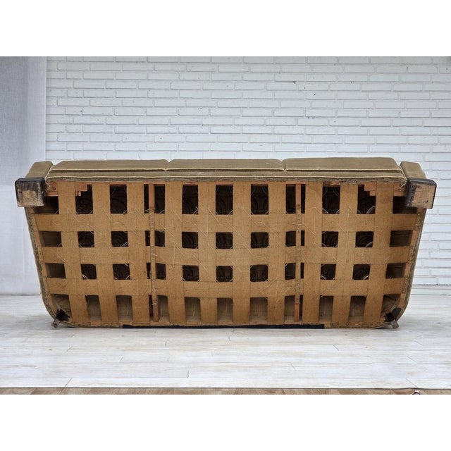 Danish 3-Seater Sofa in Green Velour with Oak Legs, 1960s For Sale - Image 18 of 18