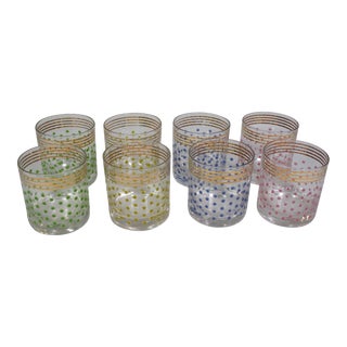 1960s Federal Glass Co. Polka Dot Ice Fine Glassware- Set of 8 For Sale
