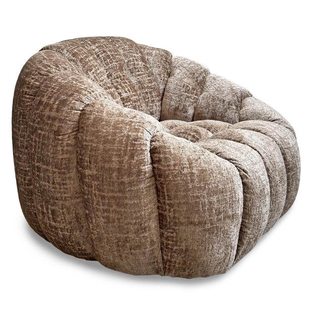 Modern Tufted Mushroom Velour Swivel Chair For Sale - Image 12 of 12