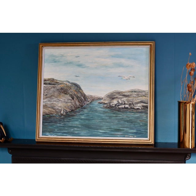 E Alveskog, Swedish Seascape, 1960s, Oil on Panel For Sale - Image 5 of 9