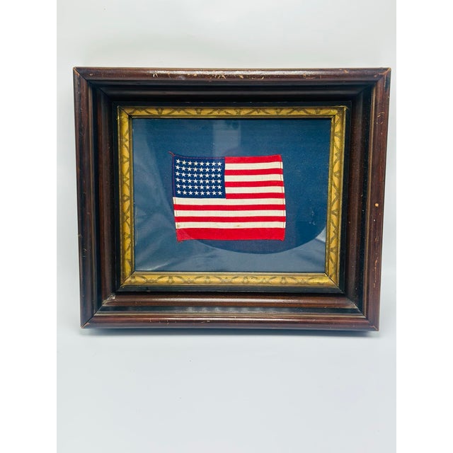 1920s Antique 48 Star Linen Flag, Framed For Sale - Image 5 of 7
