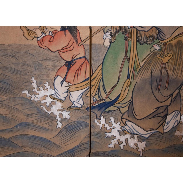 Tan C. 1960-1970s Painted Daoist Screen by Ishida For Sale - Image 8 of 18