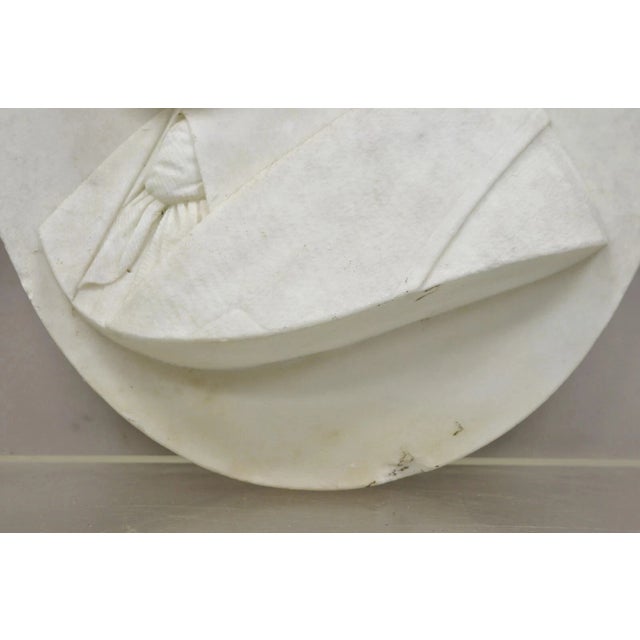 White Antique Italian Marble Relief Carved 20" Oval Renaissance Bearded Gentleman Bust For Sale - Image 8 of 10