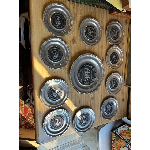 Metal 1970s Pewter Collection of Alta Tennis Plates- Set of 12 For Sale - Image 7 of 12