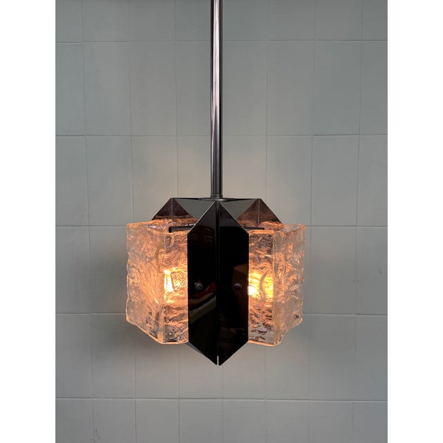 Vintage 1970s modernist pendant lamp, attributed to the renowned Austrian company Julius Theodor Kalmar. It features a...