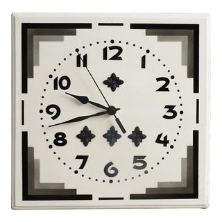1930s Square Art Deco Ceramic Tile Wall Clock For Sale