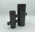 This is a vintage ceramic Ikebana vase with double cylinders and dark brown matte glaze. The vase is on the small size at...