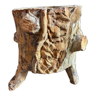 Vintage French Faux Bois Concrete Planter | Mid-Century Garden Planter, Circa 1960s For Sale