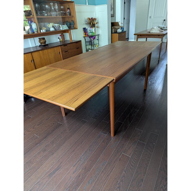 Vintage 1960s Danish Modern Teak Draw-Leaf Dining Table by Brdr. Furbo For Sale - Image 12 of 18