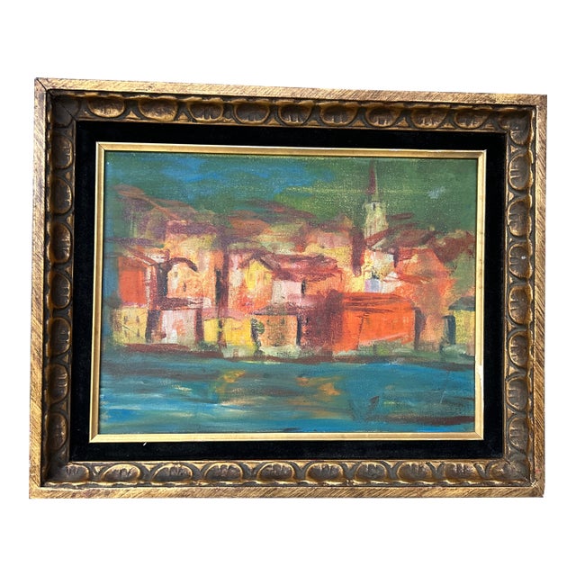 1970’s Abstract Expressionist Cityscape Painting on Canvas For Sale