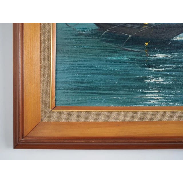 1970s Scandinavian Artist, The Night Fishing, 1970s, Oil on Canvas, Framed For Sale - Image 5 of 13