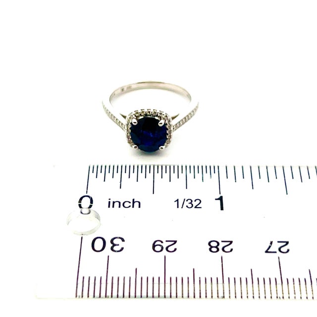 2010s Natural Sapphire Diamond Ring 14k White Gold 2.43 TCW Certified, Size 6.5 For Sale - Image 5 of 11