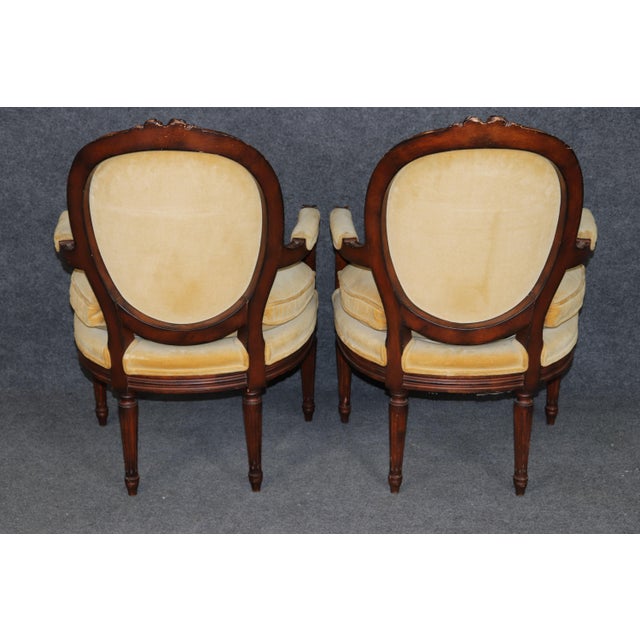 French Pair Louis XVI Style French Armchairs For Sale - Image 3 of 13
