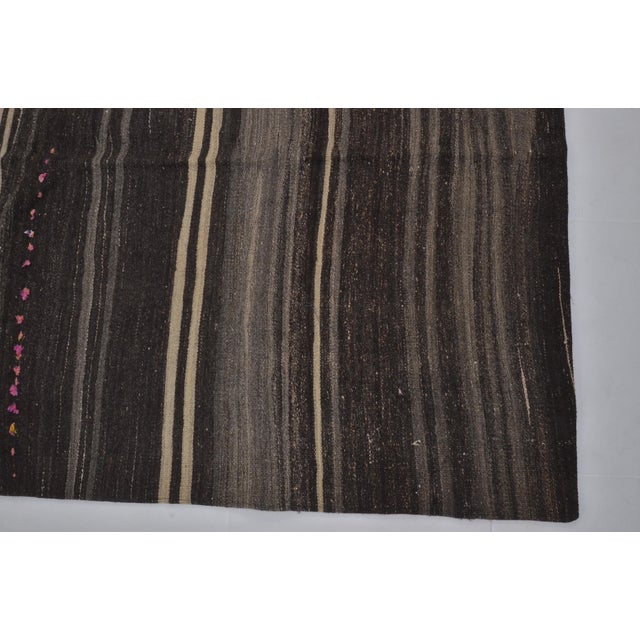 Turkish Black Vintage Organic Kilim Rug For Sale - Image 3 of 8