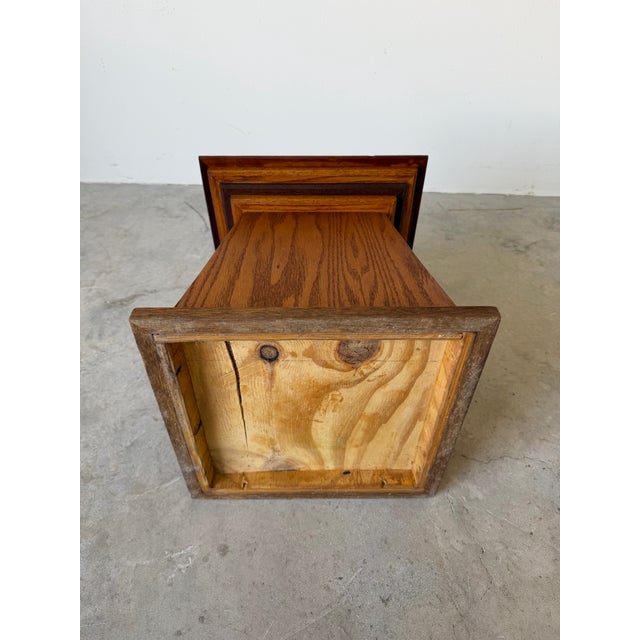 Vintage Geometric Wood Side Table / Plant Stand With Black Granite Stone Top For Sale - Image 12 of 12