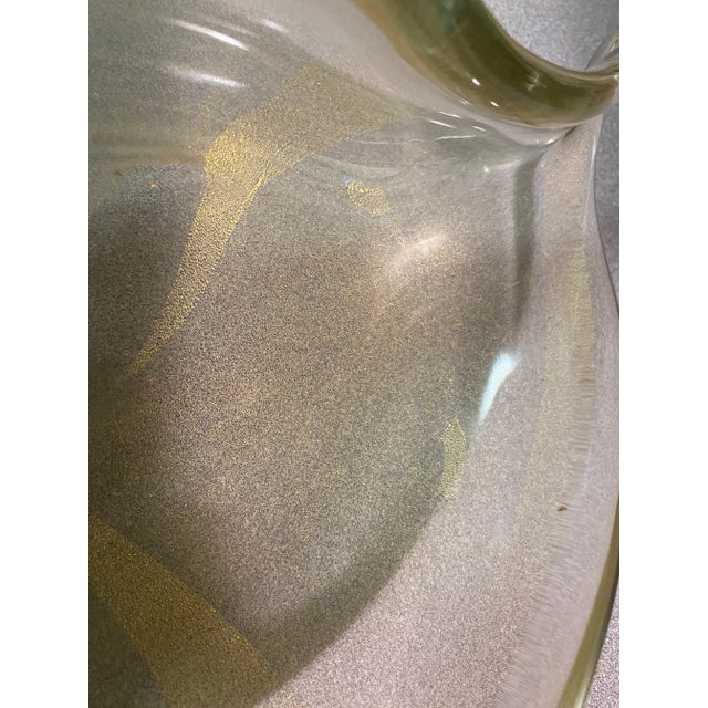 Gold 1940s Barovier Murano Italian Glass Large 13.5” Sea Form Shell Bowl For Sale - Image 8 of 11